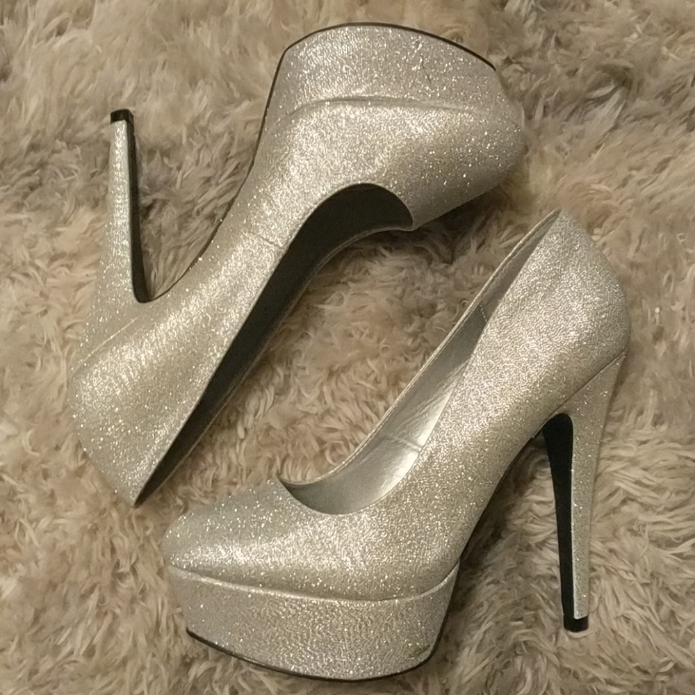 Glitter platform heels